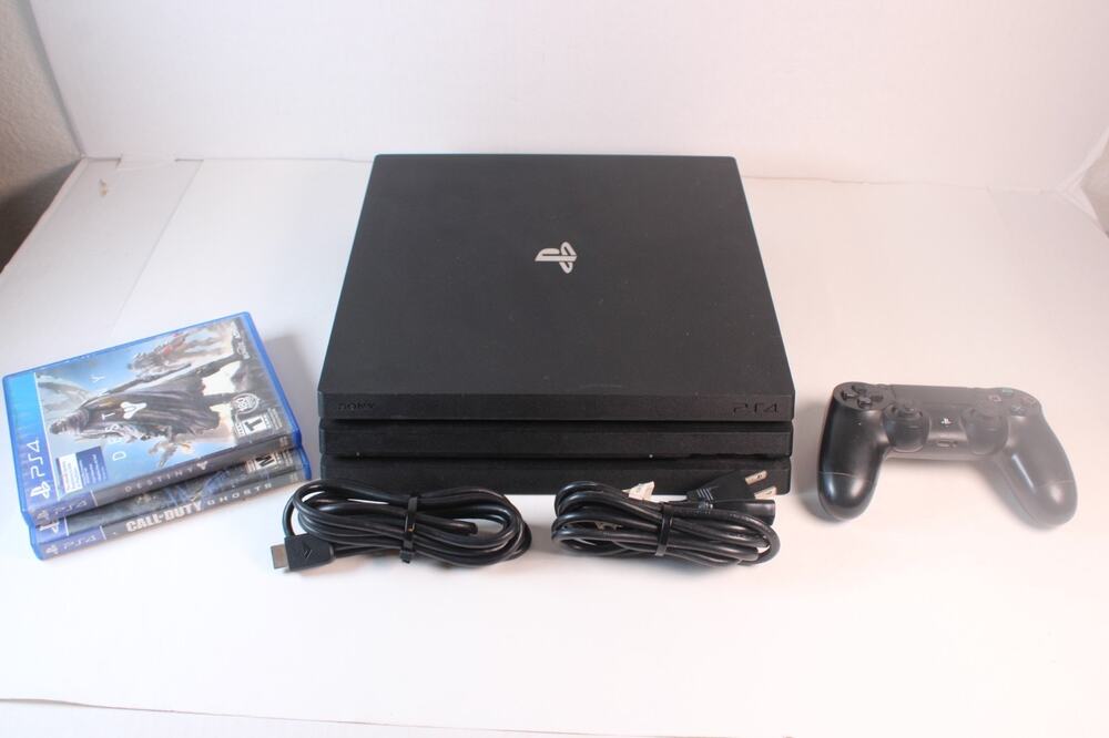 Sony PlayStation 4 PS4 Pro 1TB Console W/ Controller, 2 Games, Cords CUH-7215B